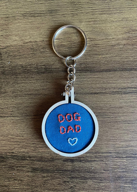 Hand Embroidered Keyring - Dog Dad