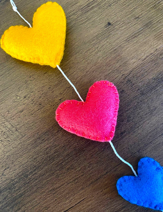 Hearts Hanging Decoration - Bright