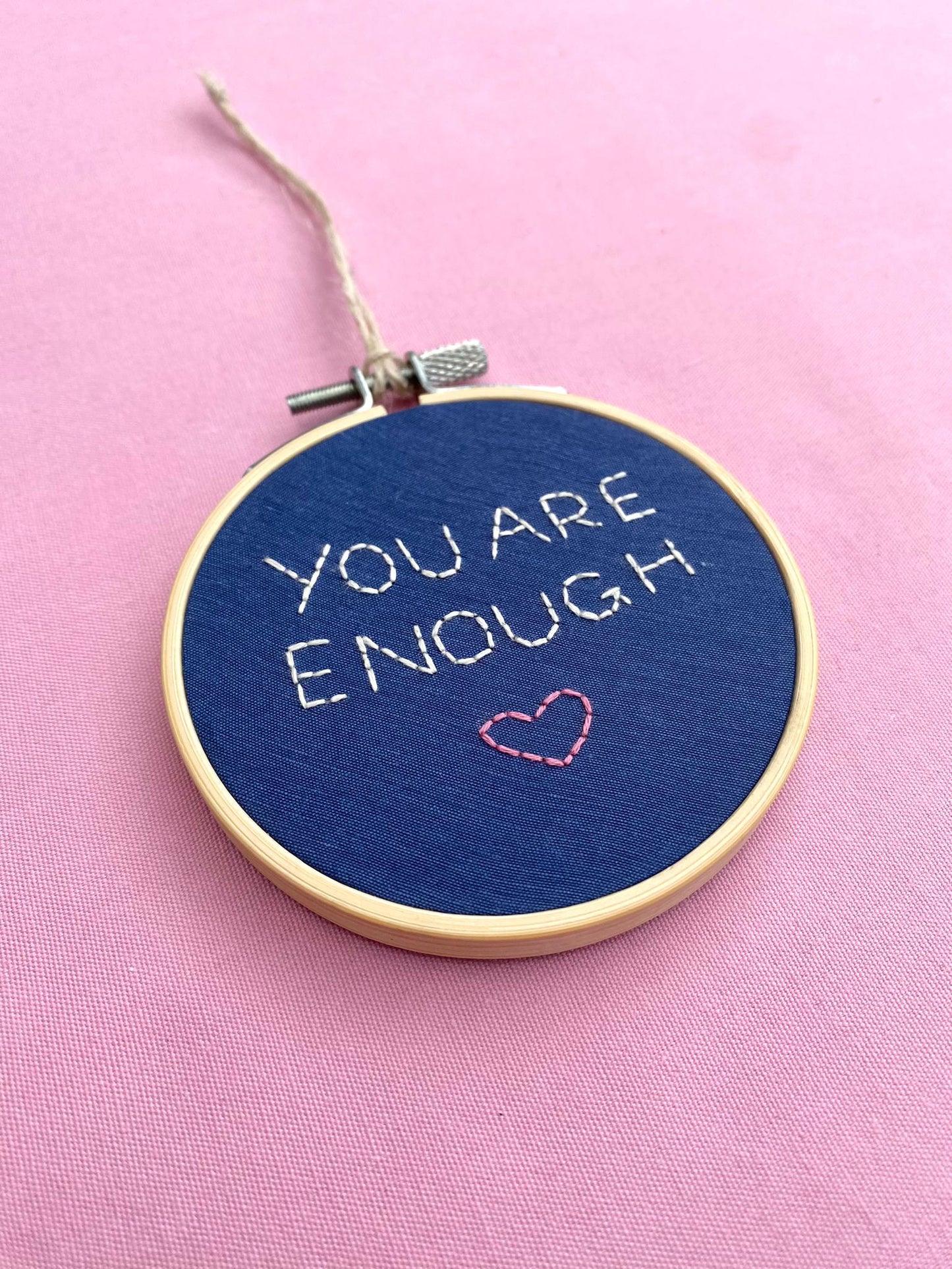 'You Are Enough' Hand Embroidered Mini Wall Hanging