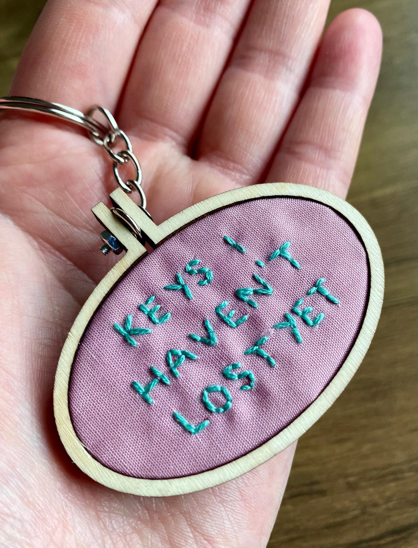 Hand Embroidered Keyring - Keys I Haven't Lost Yet