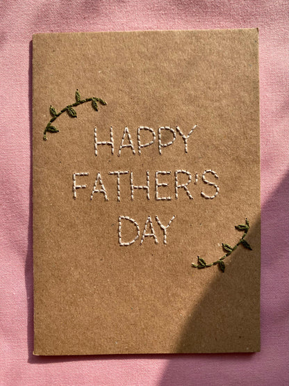 Hand Embroidered Card - Happy Father's Day
