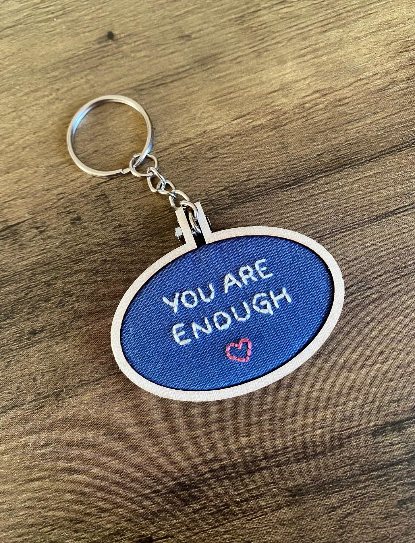 Hand Embroidered Keyring - You Are Enough