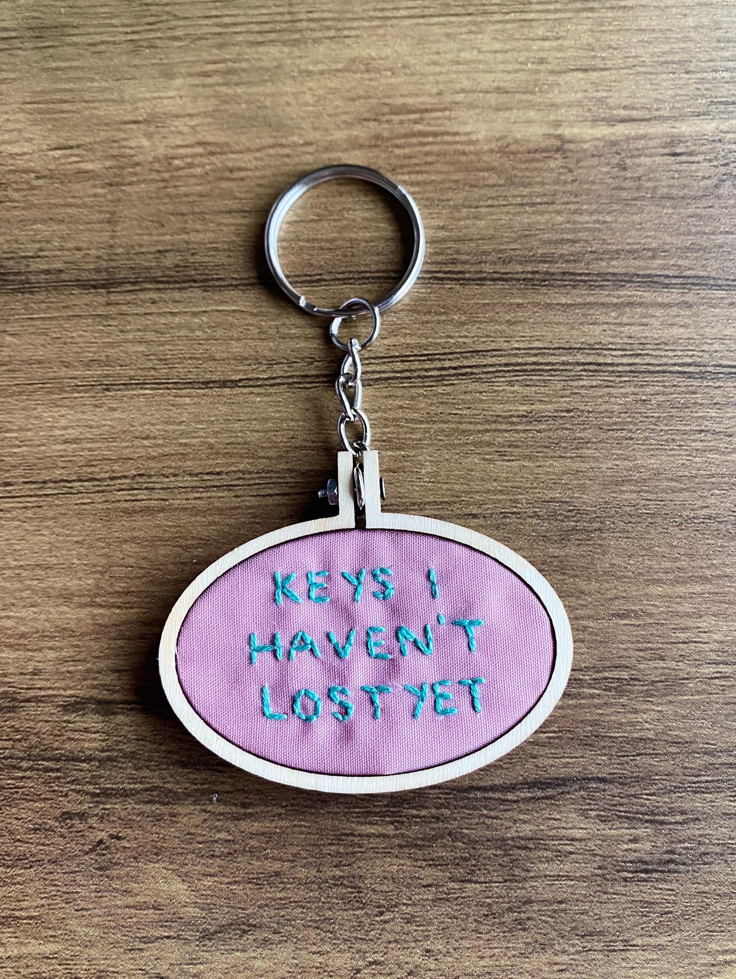 Hand Embroidered Keyring - Keys I Haven't Lost Yet