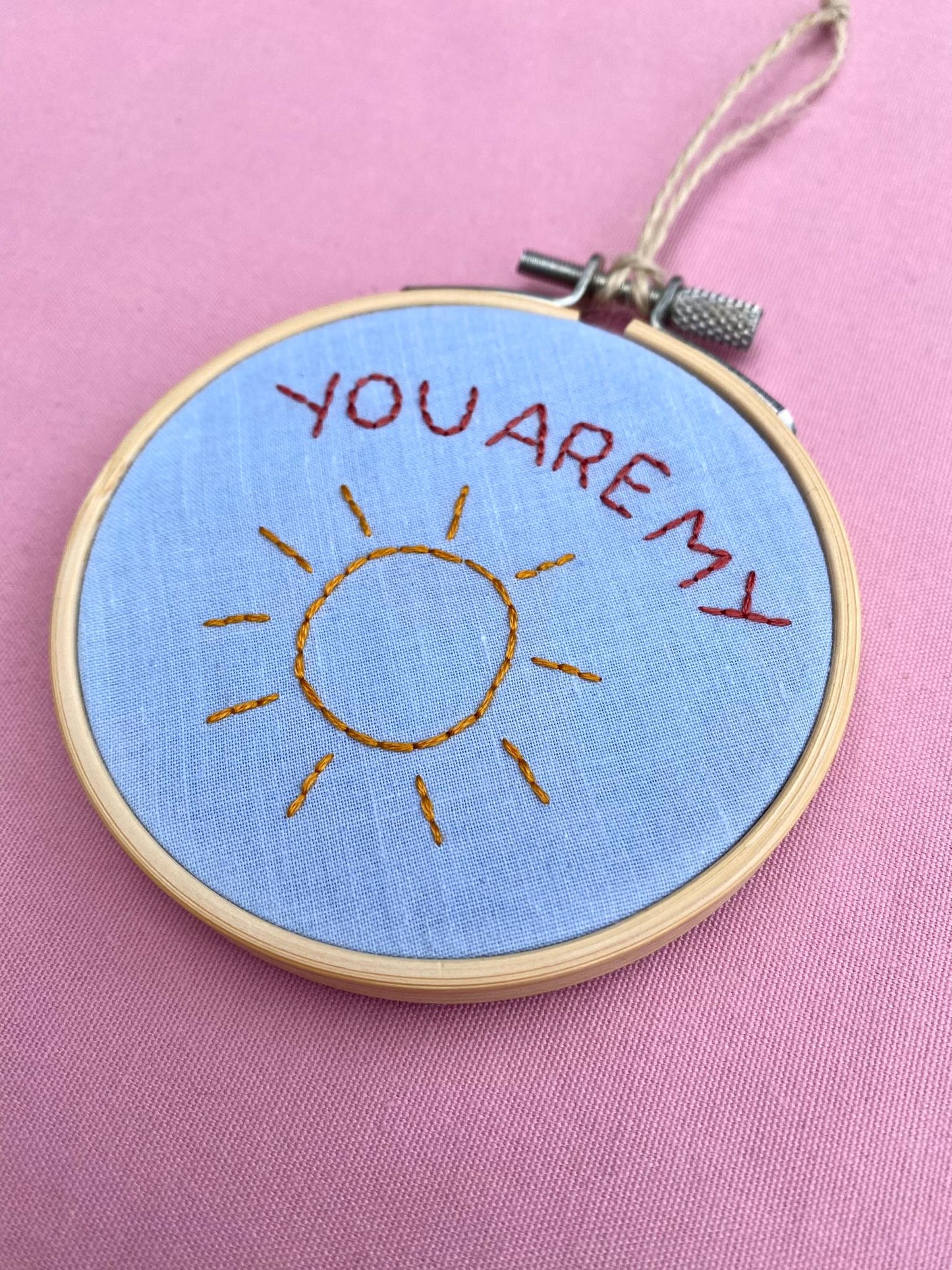 'You Are My Sunshine' Hand Embroidered Mini Wall Hanging