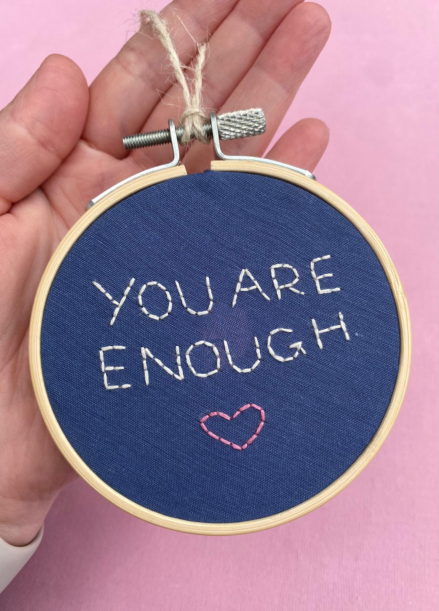 'You Are Enough' Hand Embroidered Mini Wall Hanging
