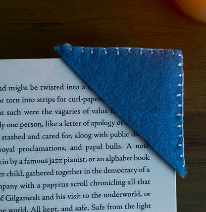 Hand Embroidered Bookmark - Blue (Plain)