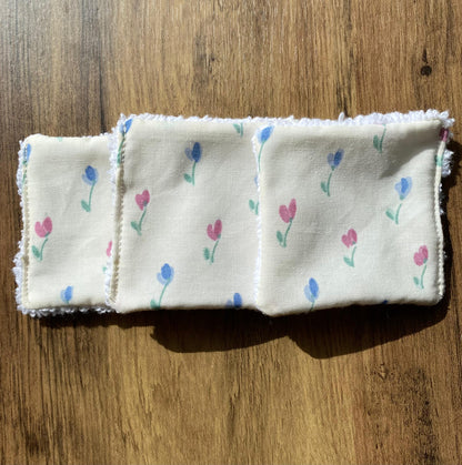 Tulips - Up-Cycled Fabric Reusable Cleansing Pads - Pack of 3 or 6