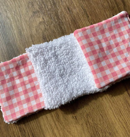 Pink Check - Up-Cycled Fabric Reusable Cleansing Pads - Pack of 3 or 6