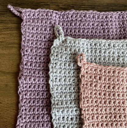 Hand Crocheted Dishcloth - Pink