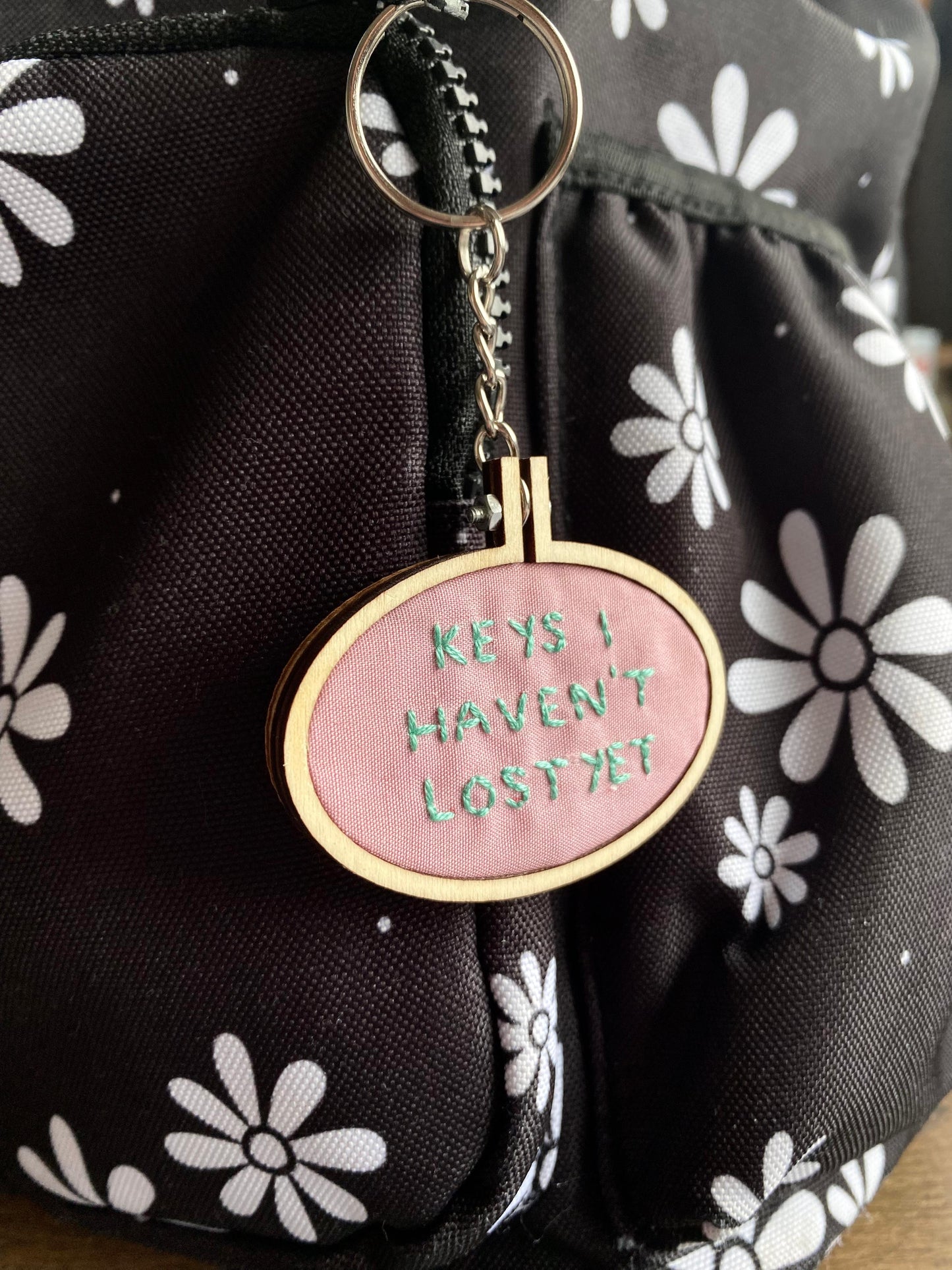 Hand Embroidered Keyring - Keys I Haven't Lost Yet