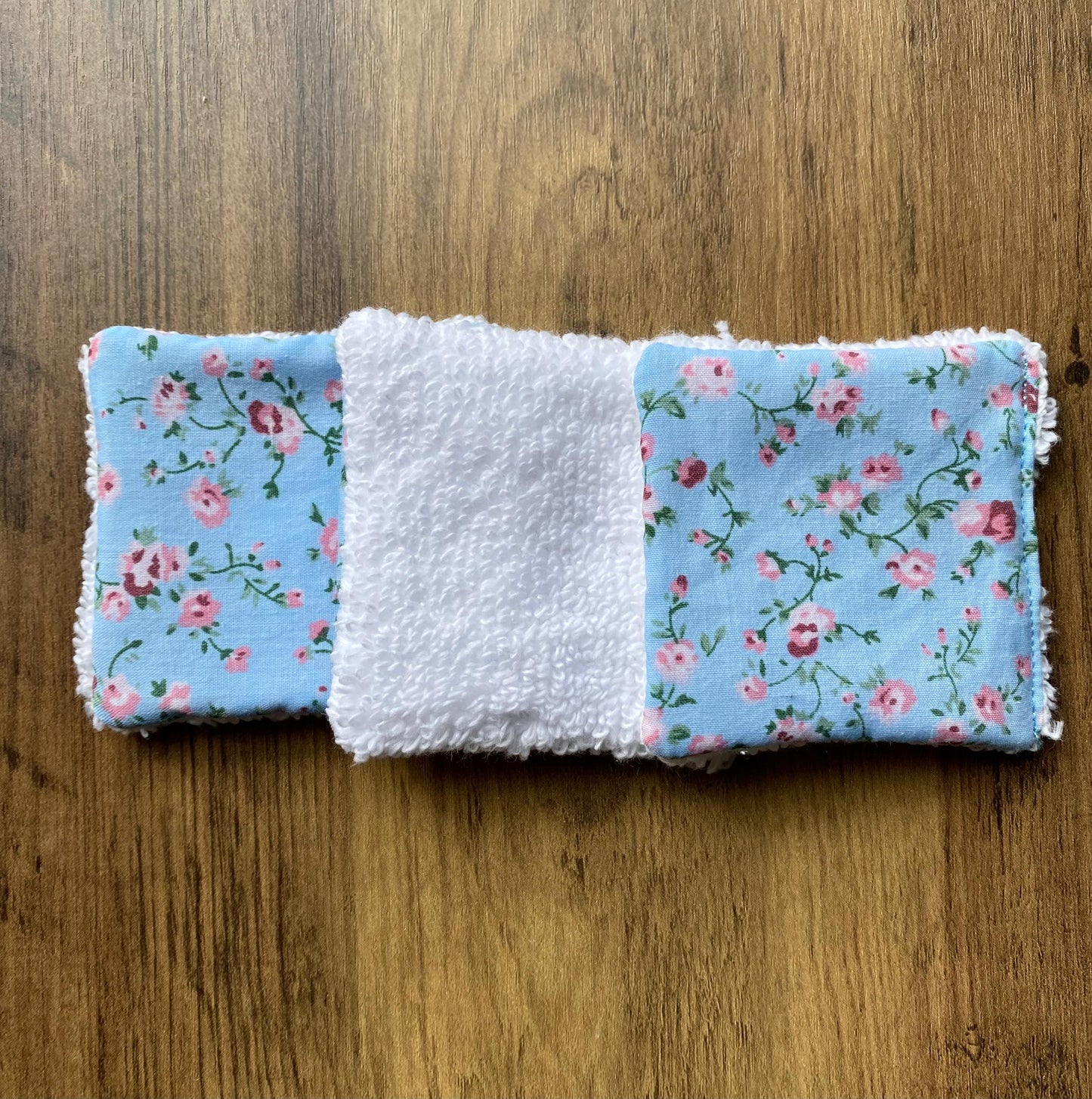 Blue Floral - Up-Cycled Fabric Reusable Cleansing Pads - Pack of 3 or 6