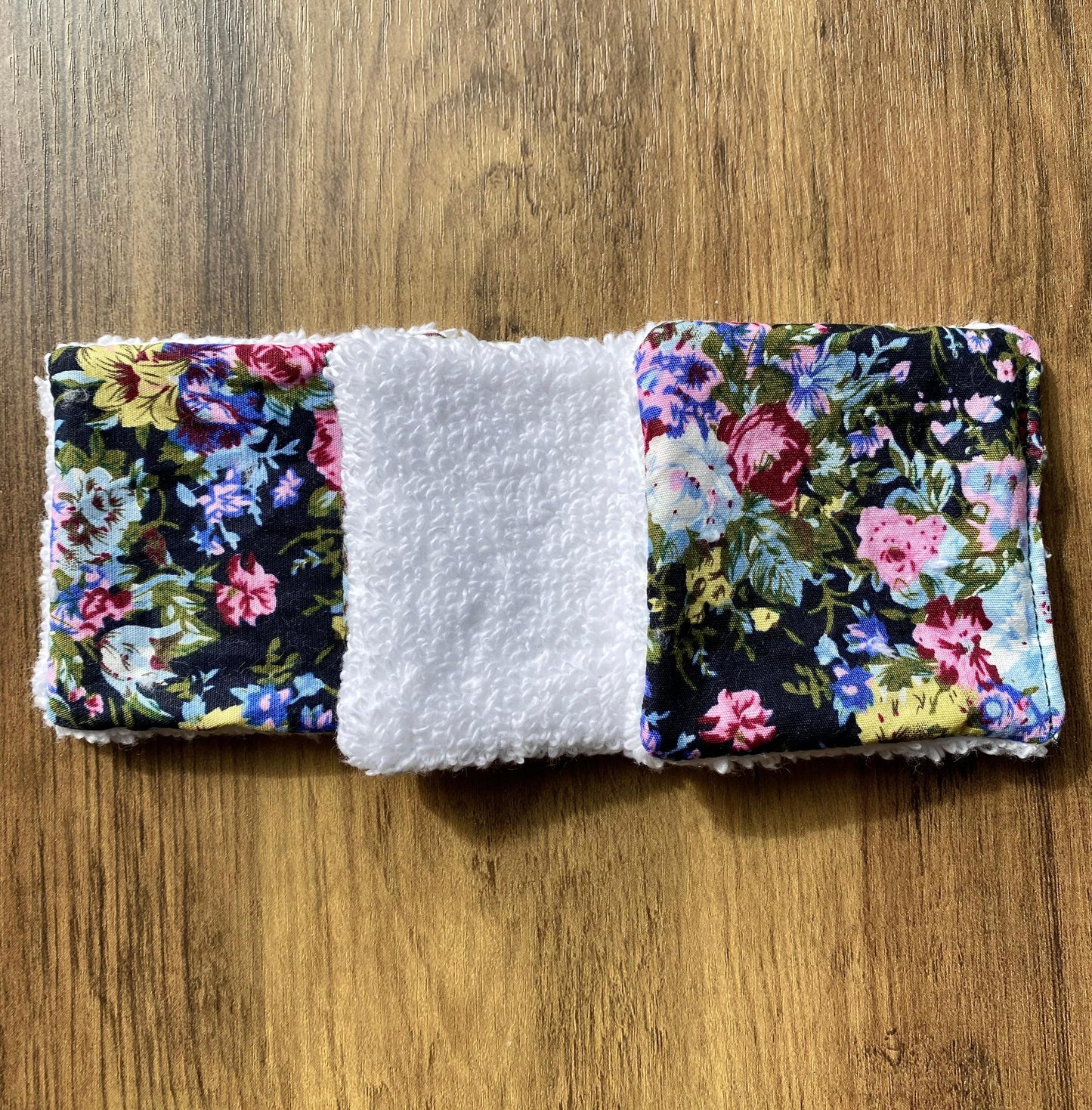 Black Floral - Up-Cycled Fabric Reusable Cleansing Pads - Pack of 3 or 6