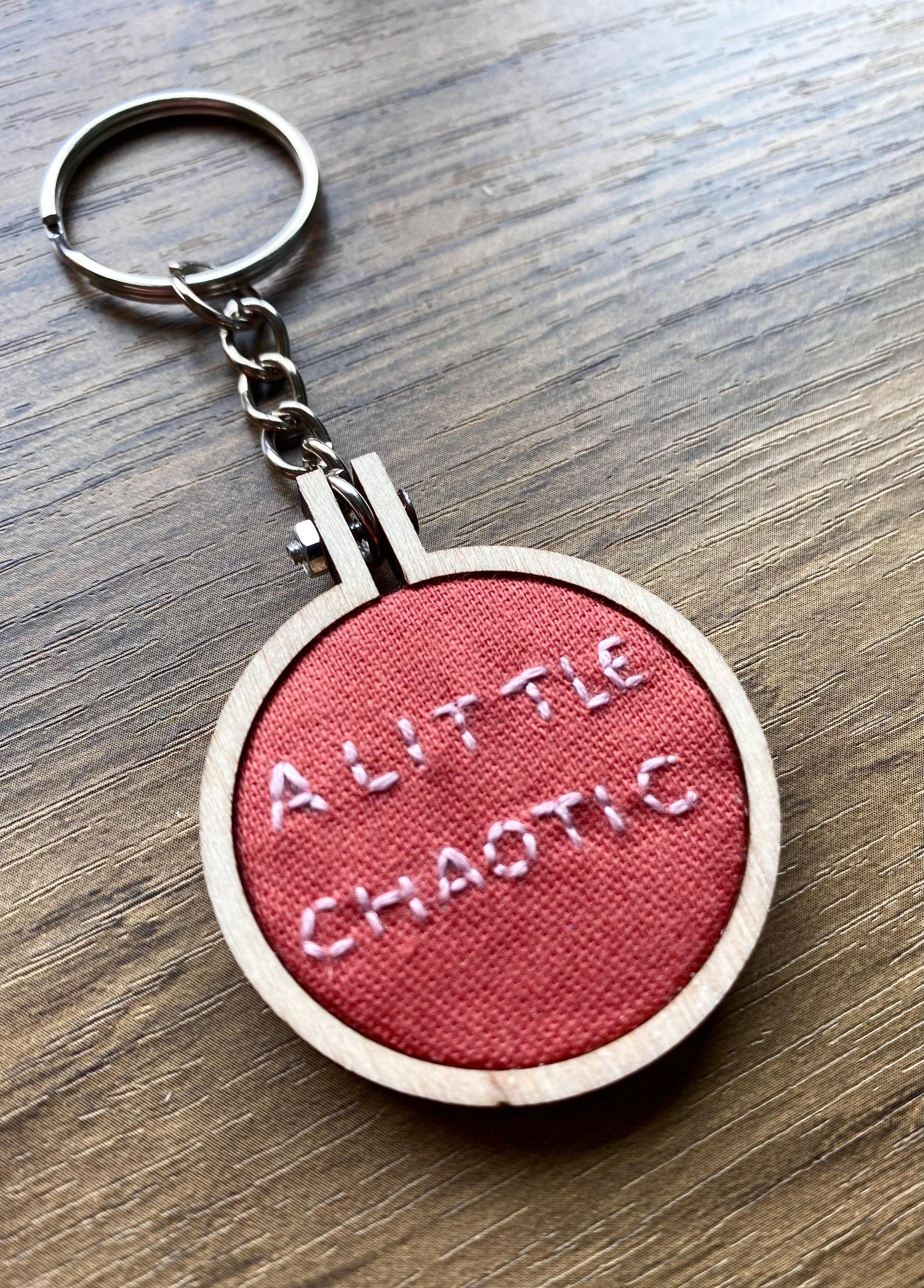 Hand Embroidered Keyring - A Little Chaotic