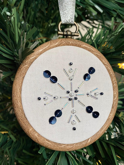Snowflake Decoration - Cream & Dark Blue
