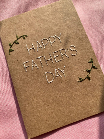 Hand Embroidered Card - Happy Father's Day