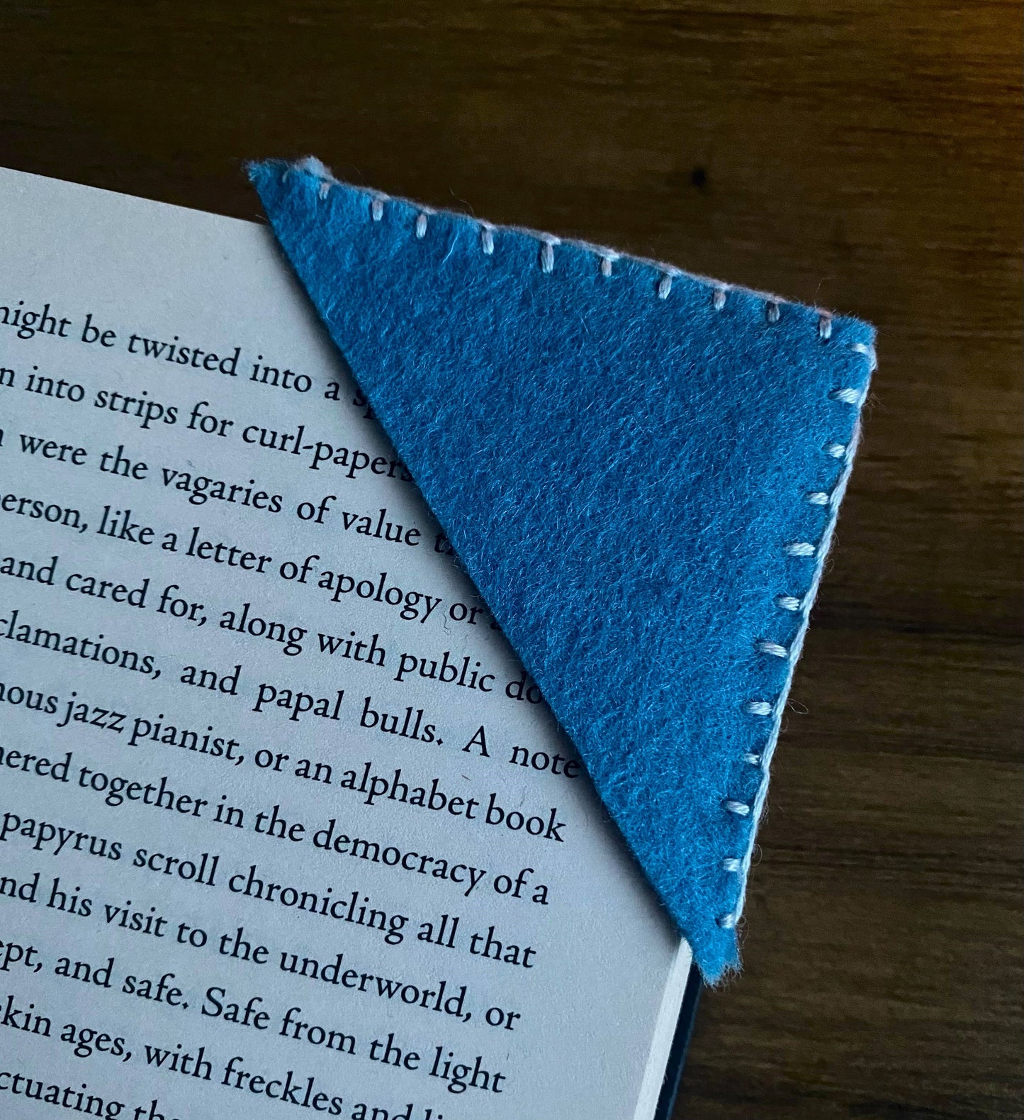 Hand Embroidered Bookmark - Blue (Plain)