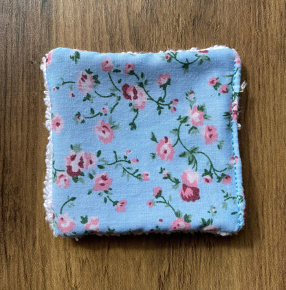 Blue Floral - Up-Cycled Fabric Reusable Cleansing Pads - Pack of 3 or 6