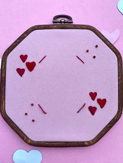 Hand Embroidered Photo Frame - Octagon Shape - Hearts