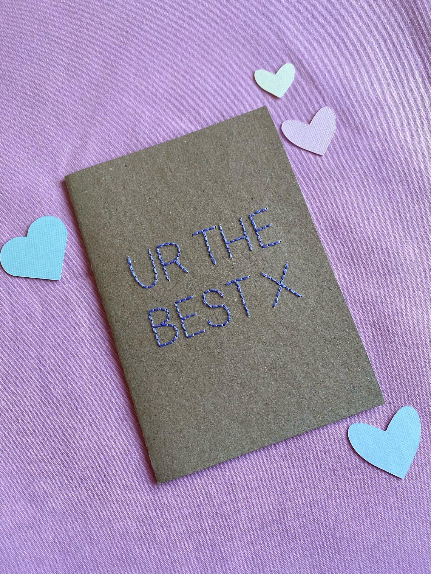 Hand Embroidered Card - Ur The Best - Brown
