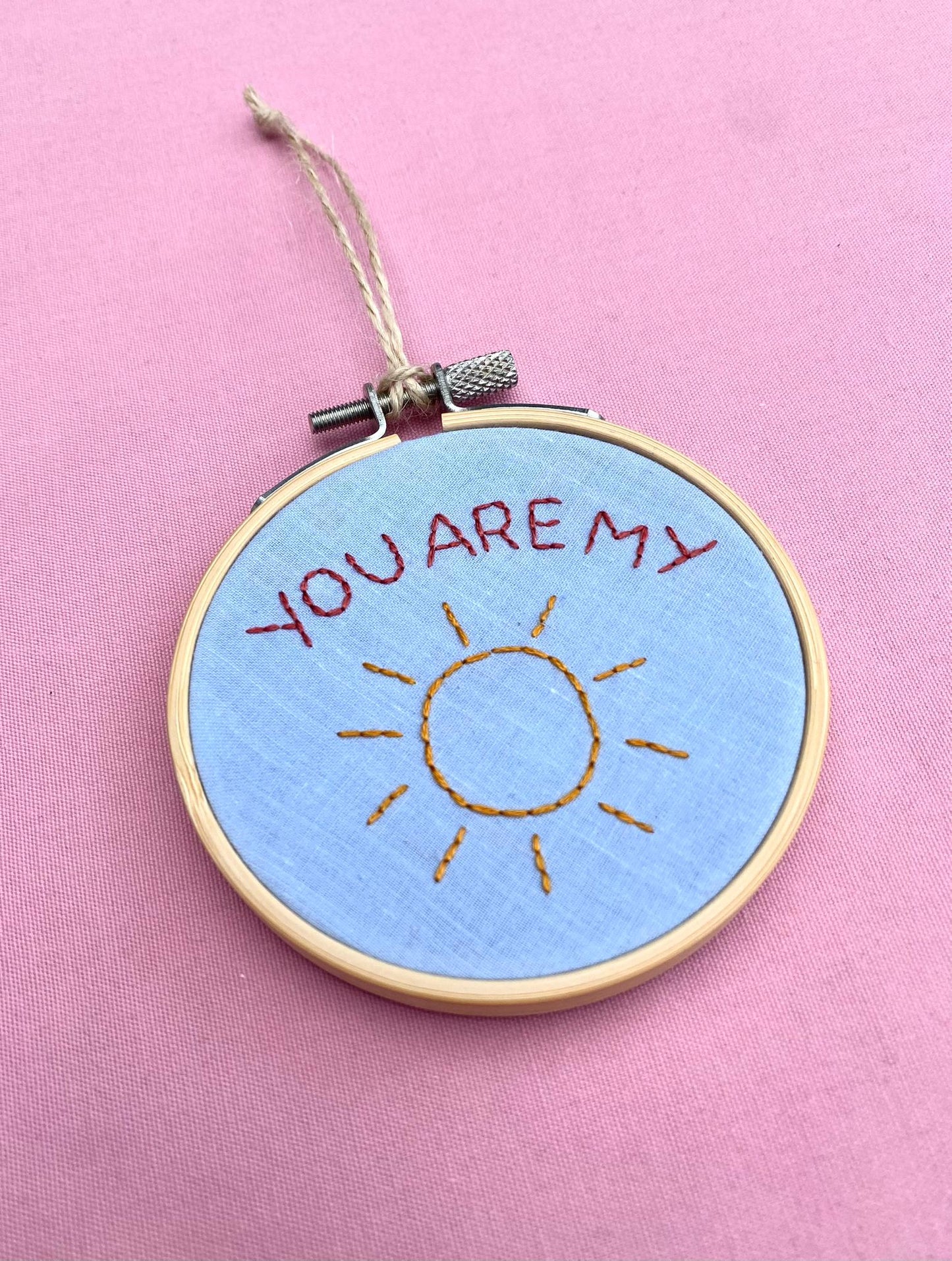 'You Are My Sunshine' Hand Embroidered Mini Wall Hanging