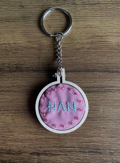 Hand Embroidered Keyring - Nan