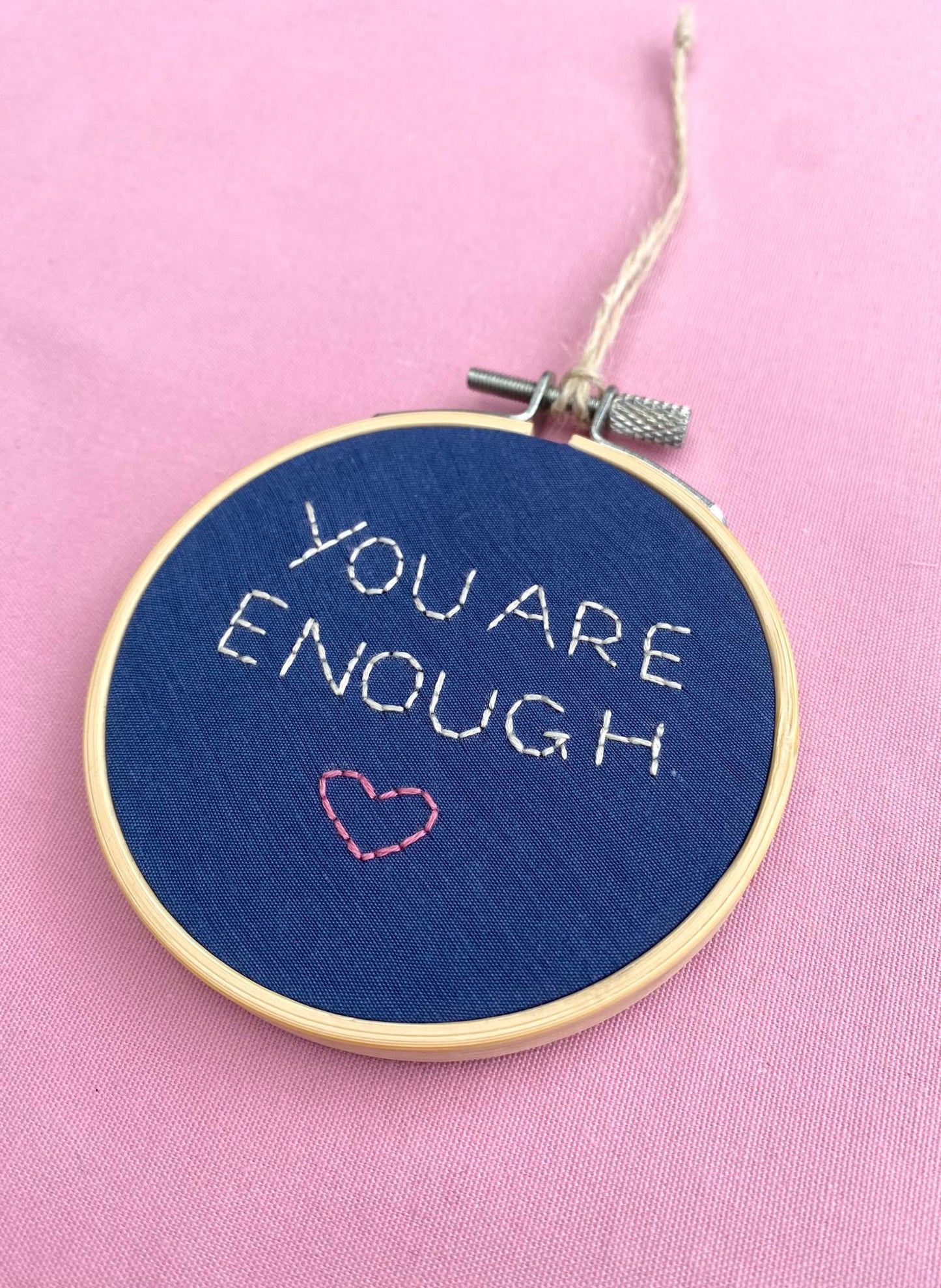 'You Are Enough' Hand Embroidered Mini Wall Hanging