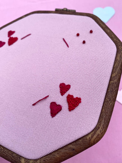 Hand Embroidered Photo Frame - Octagon Shape - Hearts