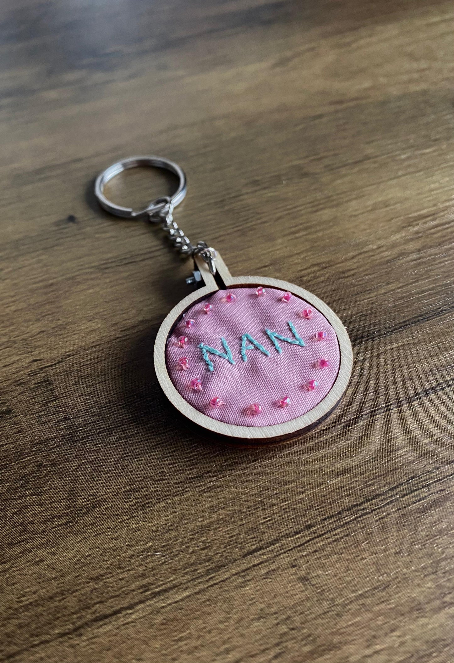 Hand Embroidered Keyring - Nan