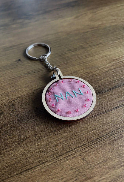 Hand Embroidered Keyring - Nan